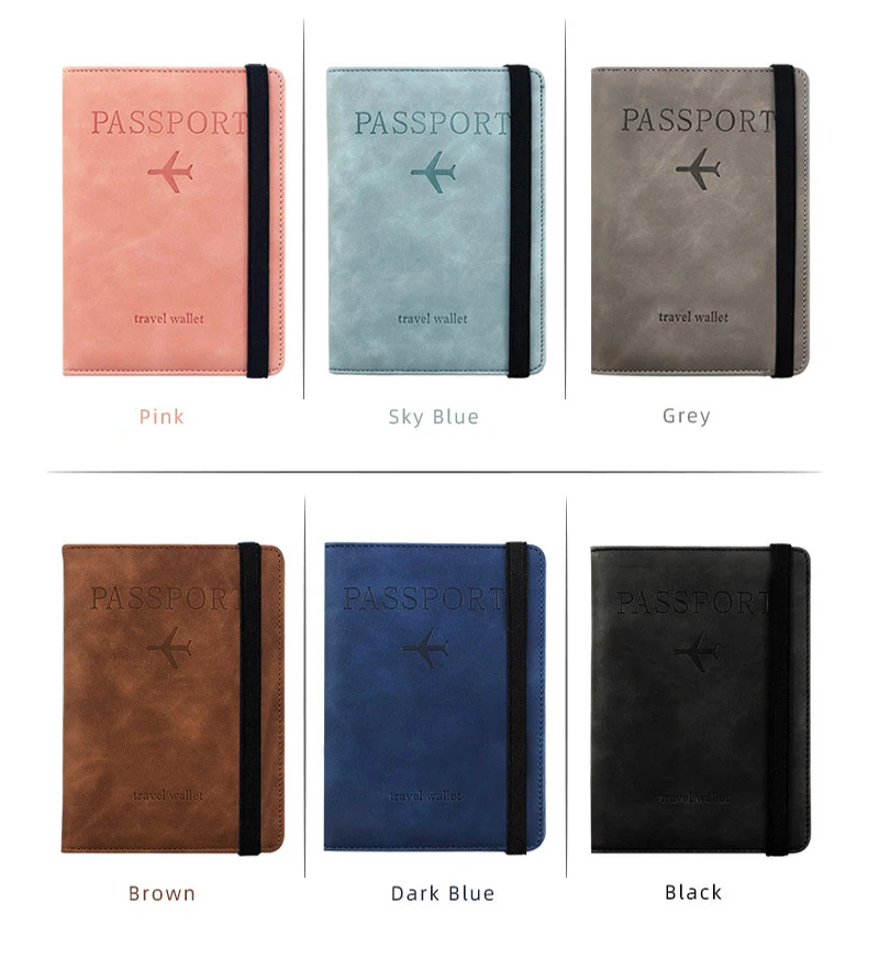 Rfid Blocking Passport Holder Pouch Credit Card Leather Wallet Multi