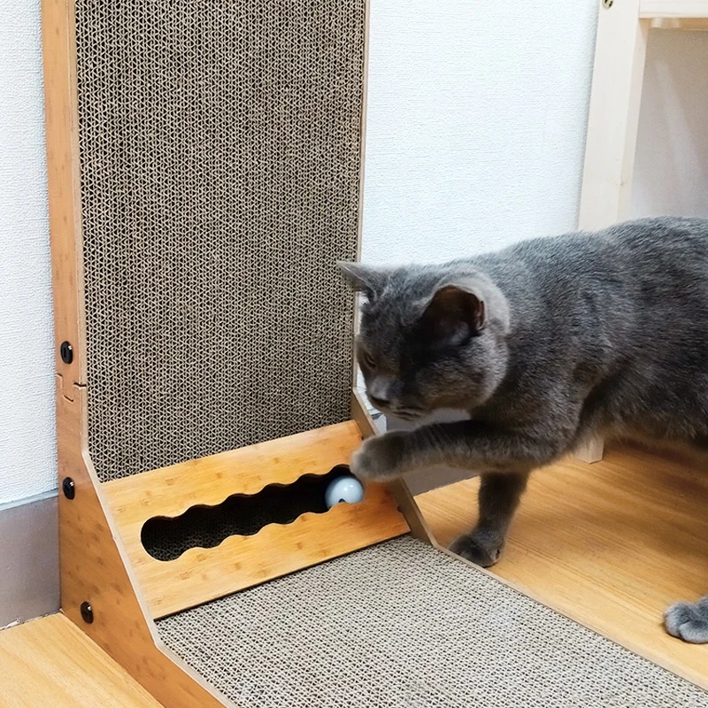 Eco-friendly Durable L-Shaped Vertical Cat Scratcher Non-Shedding  Corrugated Paper Cat Play Board Grinding Cat Tree Scratcher