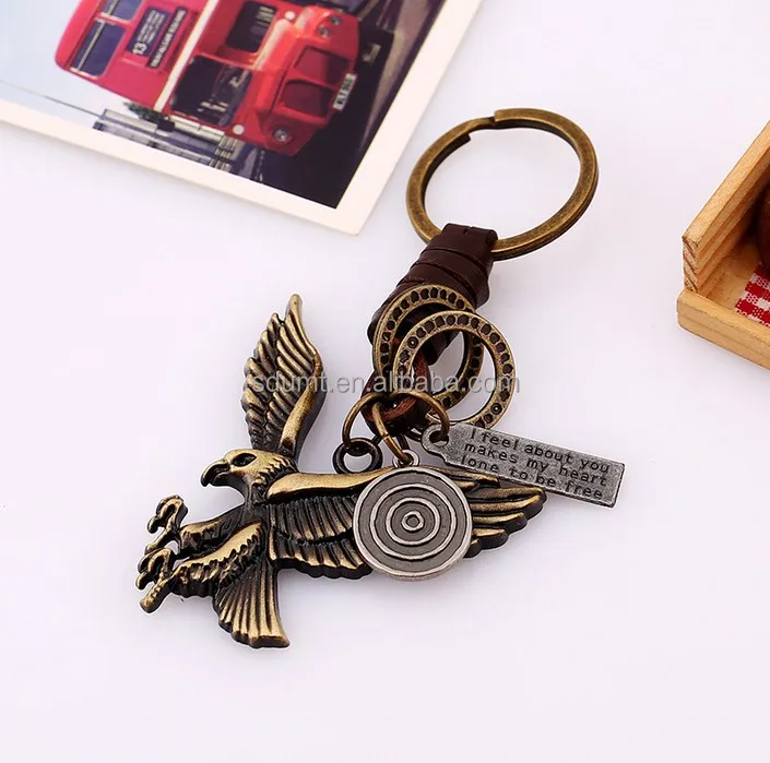 Fashion Vintage Bronze Eagle Keychain Alloy Key Ring Promotional Gift
