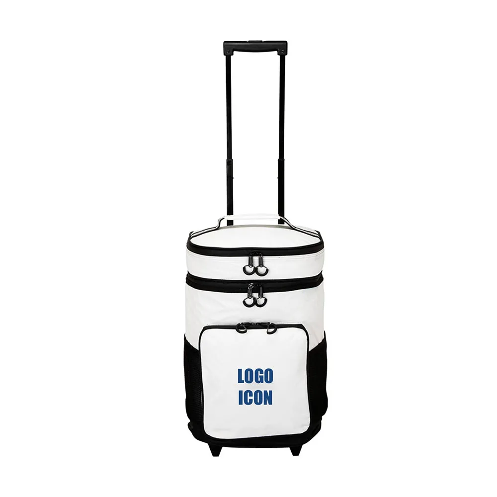 Roomy Rectangular Leakproof Insulated Outdoor Picnic Soft Wheeled Trolley Cooler Bag,rolling Cooler Bag