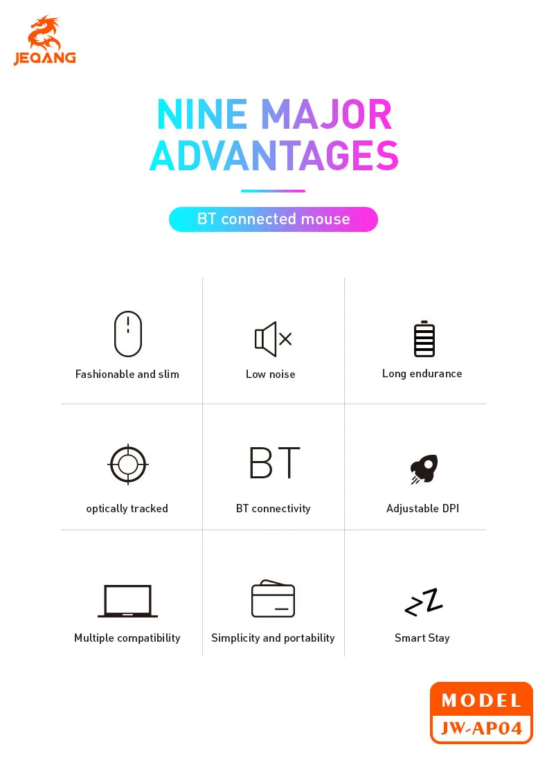 Jeqang Portable  Optical Mouse Mini Gaming Mouse with Battery Power for Laptop/Office Use in Stock