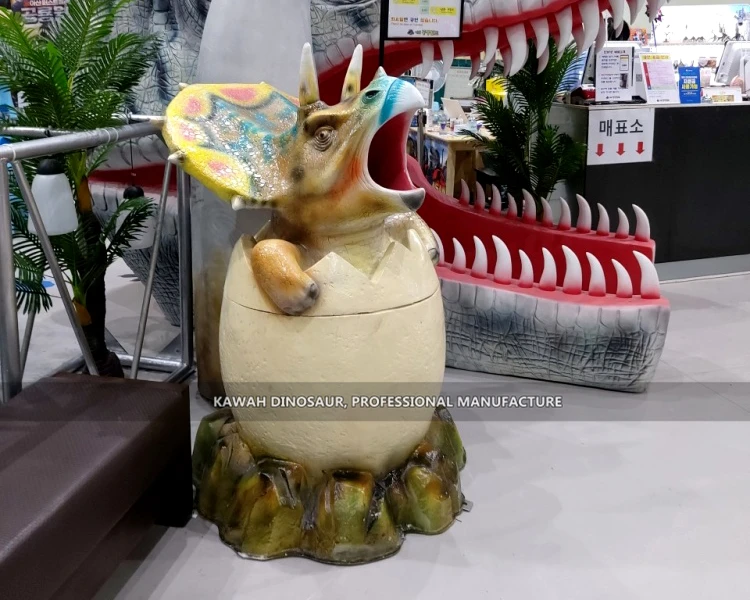 Dinosaur Park Decoration Fiberglass Dinosaur Garbage Trash Can Funny Dino Trash Can For Sale
