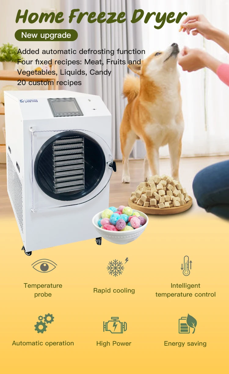 product-1-1 2300W HFD-9 Tray Space 0.9m2 Commercial Lyophilizer Freeze Dryer Machine with Vacuum Pump Home Use 10 Trays 12KG/Batch