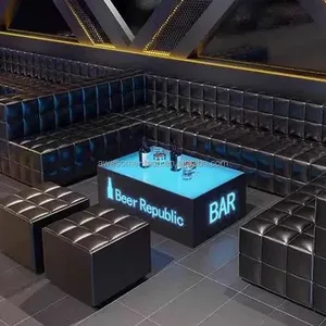 Stylish Glowing Cube Table Color-Changing LED Bar Furniture for Dining Club Garden & Restaurant Decor Made of Acrylic