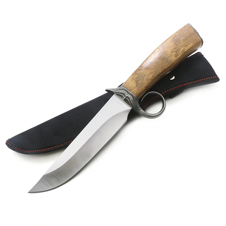 Long Coloured Wood Fixed Blade Ring Auxiliary Outdoor Special Highquality Stainless Steel