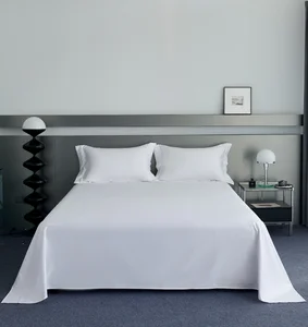 Wholesale 400TC Woven Quality White Hotel Bed Linen 100% Cotton Bedding Set Single Bedsheets