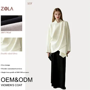 Factory Price 100% Wool Double Sided Asymmetrical Ivory White Women's Coat - Warm Oversized Winter Outerwear (OEM ODM)
