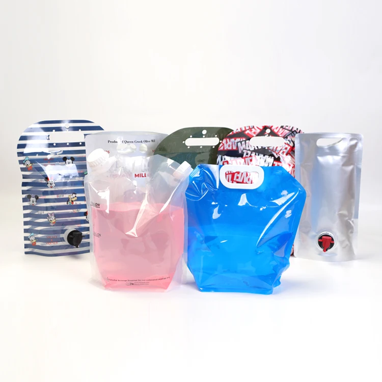 Custom Printed Logo 1 Gallon Disposable Waterproof Drink Pouch Water Beverage Plastic Bag Gravure Printing Surface Handling Beer