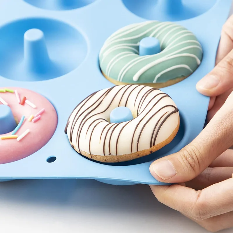 Heat Resistant and Microwave Safe 6-Hole Food Grade Silicone Donut Mold Baking Pan for Cake Tools supplier
