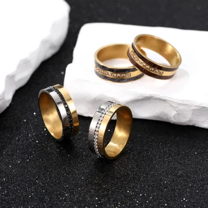 Wholesale Titanium  Womens Men's 18K White Black Gold Plated Zircon Jewelry  Ring