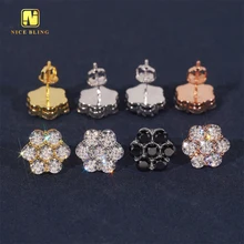 Pass Diamond Tester Cluster Screw Back Ear Studs 12mm Iced Out Hip Hop Jewelry 925 Silver VVS Moissanite Stud Earring For Women