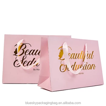 Custom Cardboard Pink Paper Shopping Bag Gift Pink Paper Bags With Your Own Logo Pink Custom Shopping Gift Paper Bag