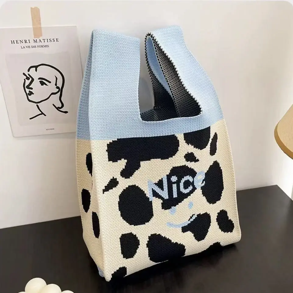 Wrist Accessory Women Fashion Bag Personalized Woven Shopping Tote Polyester Knitted Clutch Bag