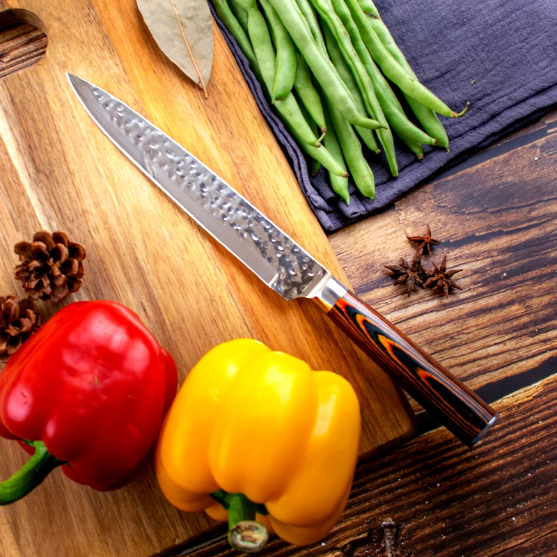 High Quality Stainless Steel Pakka Wood Handle Kitchen Knife Set  Urable sharp Forged 5 PCS Chef Knife Set