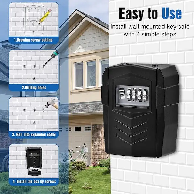 Coffre-fort Mural à Clés Avec Code Numérique Et Clé De