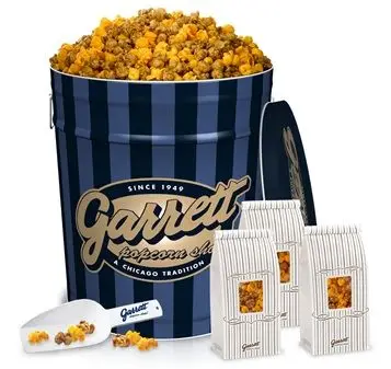 Wholesale printing luxury food grade empty popcorn tin cans stackable large christmas popcorn tins metal popcorn tin bucket details