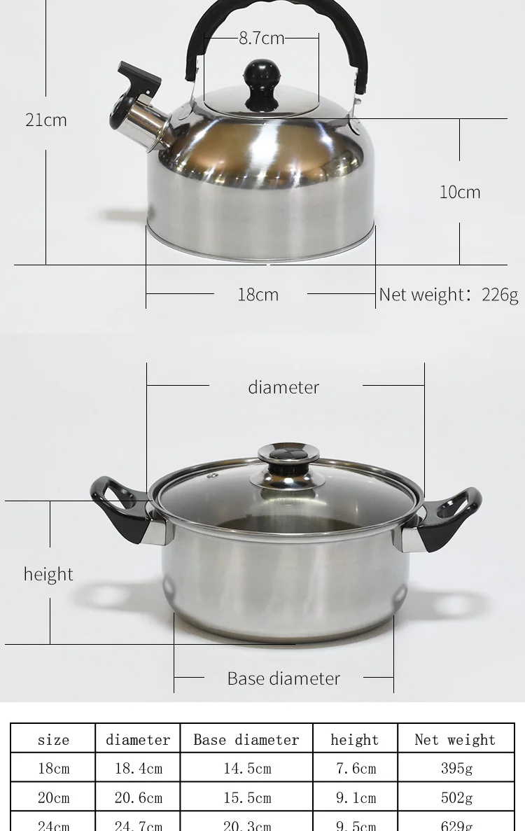 Factory Outlet Low Price Stainless Steel 12pcs Cookware Set With Kettle ...