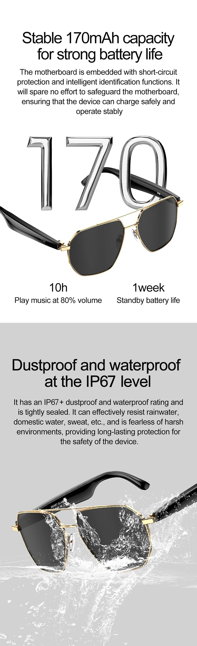 2025 W100C Outdoors Smart Glasses Wearable Headset with ChatGPT Real-time Translation BT Speaker Waterproof Smart Sunglasses