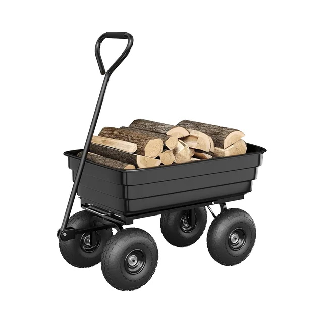 GarveeLife Heavy Duty 600lbs Poly Dump Cart 10\" No-Flat Tires Quick-Release Dumping Garden Cart OEM Customizable Folding Wagon