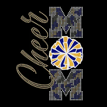 Custom cheer mom Rhinestone glitter  iron on Transfer for Garment