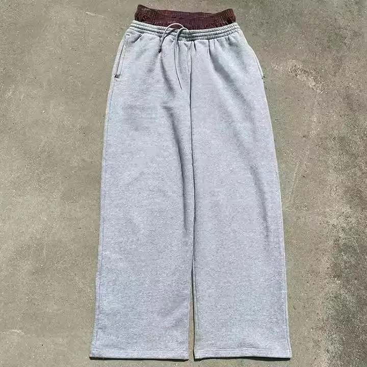 100% bawełna, modna spódnica z podwójną paskiem, szerokie spodnie dresowe, streetwear z elastyczną sznurówką, luźny krój męskie spodnie długie