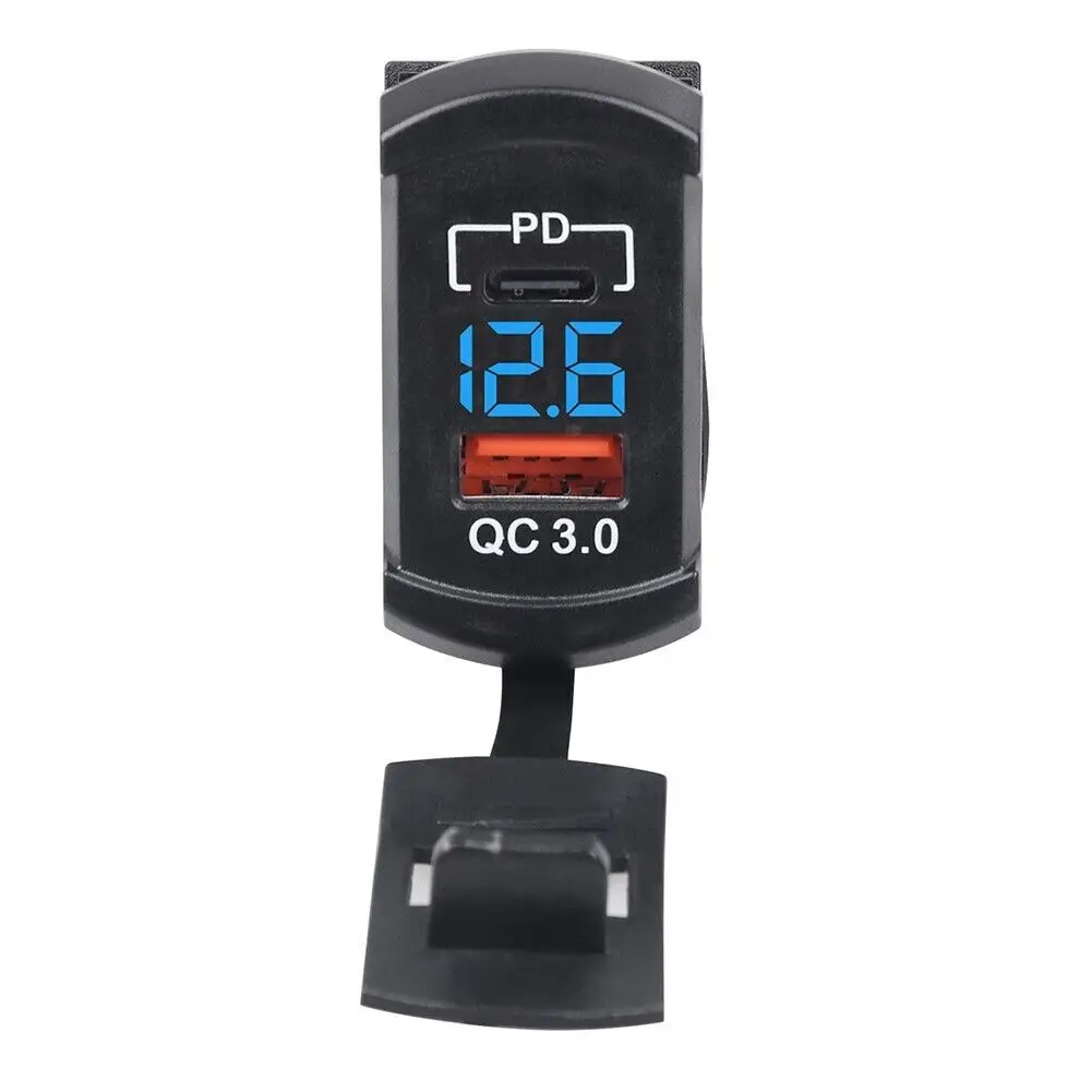 Presa per caricabatteria da auto USB C 12V/24V presa USB multipla due porte 20W PD Type-C USB-C e QC3.0 con interruttore di alimentazione adattatore per auto veloce  34