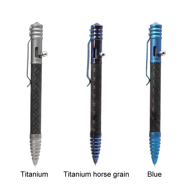Tactical Pen With Titanium Alloy And Carbon Fiber Body Silicon Oxide Tip For Breaking Glass