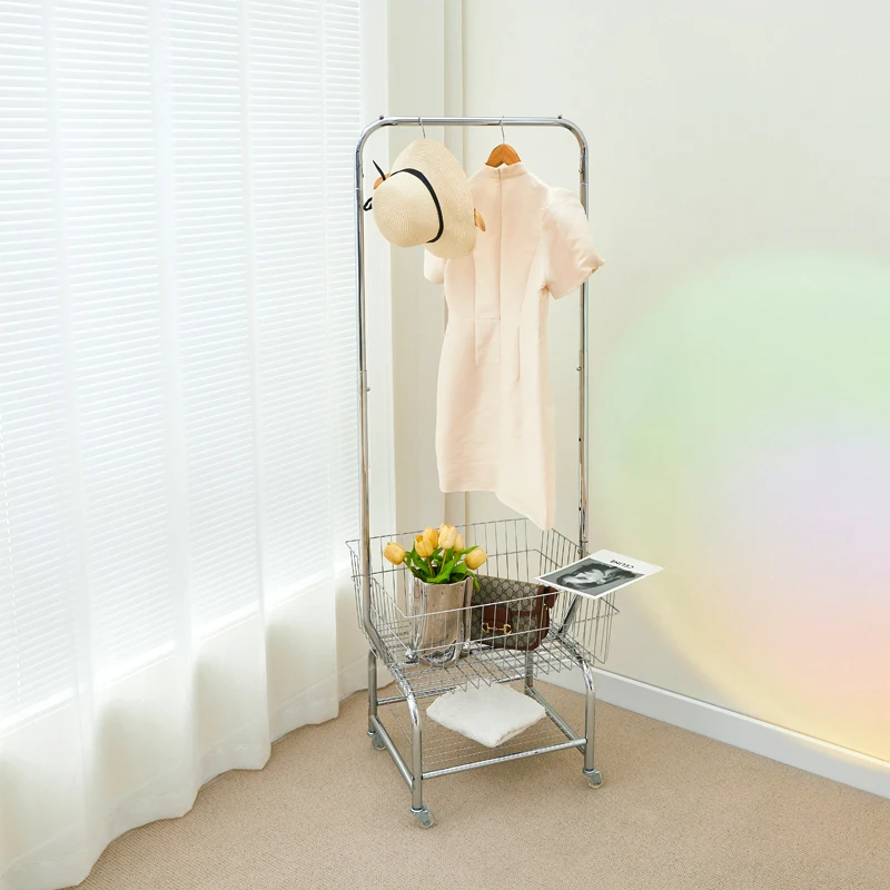 Wholesale Stainless Steel Removable Wheeled Metal Coat Rack Floor-Standing Coat Stand for Living Room and Bathroom