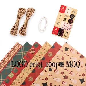 Customizable Vintage Kraft Craft Paper Wrap Custom Printed Logo Gift Wrapping Paper New Product