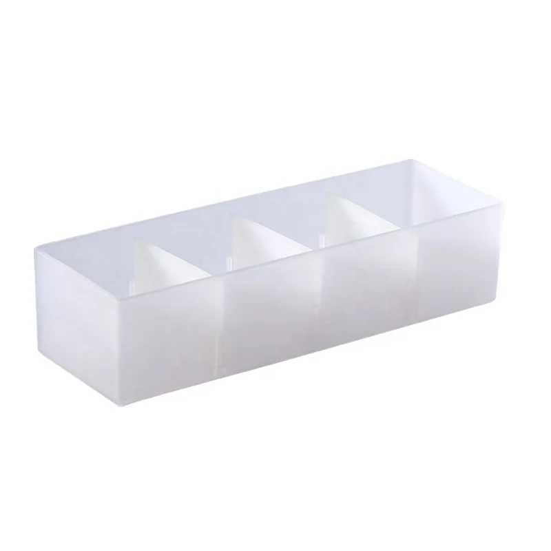 Household Custom 4 Grids Multifunction Drawer Style Separated Cosmetic Organizer Plastic Storage Box With Dividers
