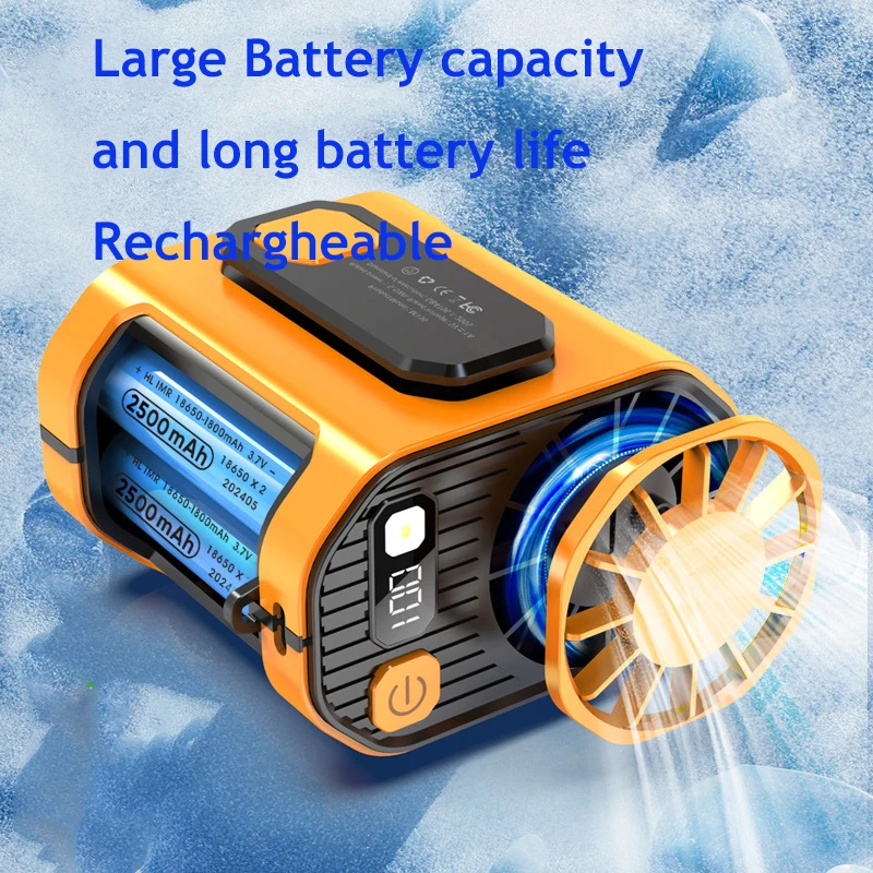 6000mAH Hanging Waist Fan Flashlight Emergency Power Bank Portable Rechargeable Outdoor Camping Hiking Climbing Fan with LED