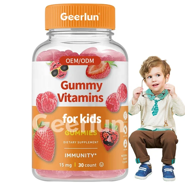 Custom Label Vitamins Gummy Candy for Kids Digestive + Immune Support Supplements Vitamin Gummies