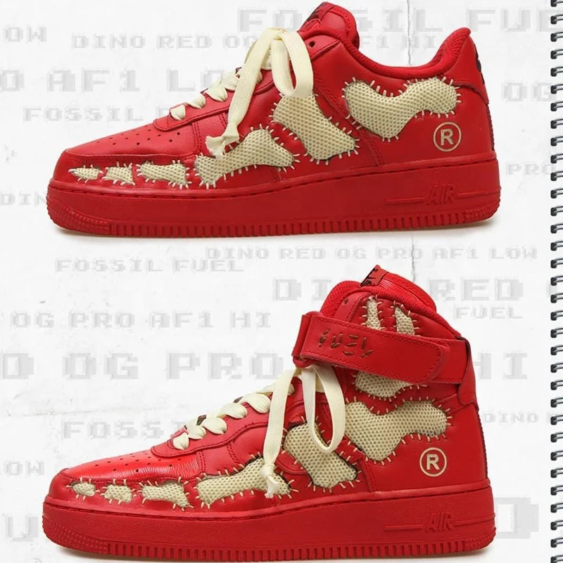 Nike Air Force 1 Low Skeleton Red Custom 