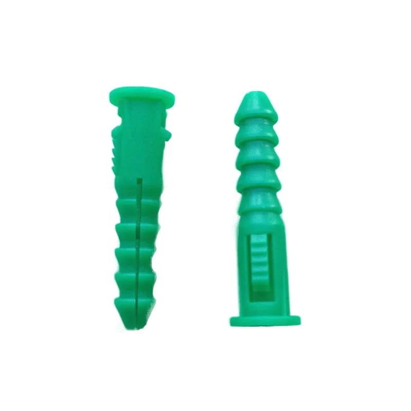 6mmx30mm plastic expansion pipe wall anchor screw green plastic dowel wall fasteners