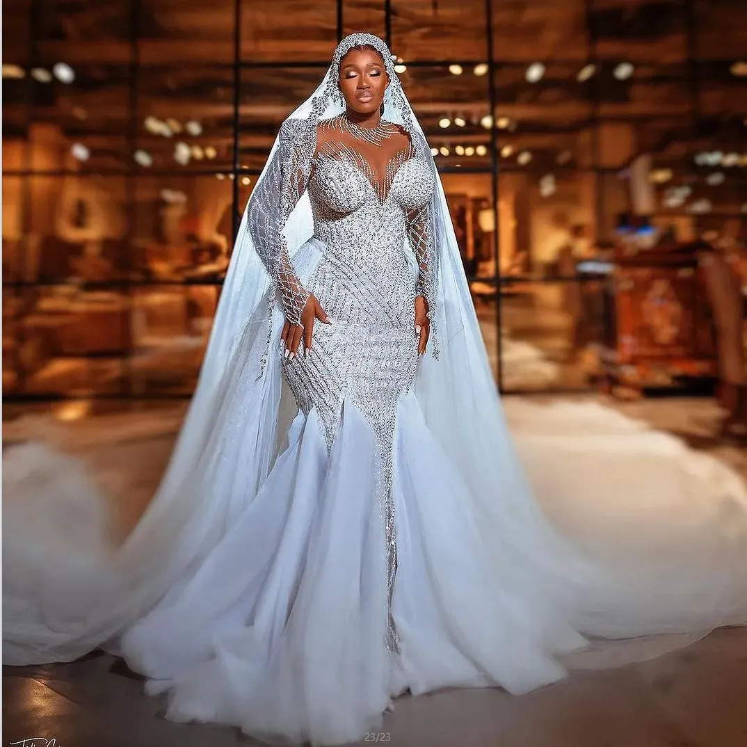 new dress design for wedding 2025 Custom Modern Mermaid Wedding Dress with Long Sleeves China's Lace  Decorated Detachable Tail Wedding Gown Design