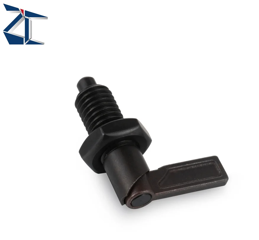 High Quality Black Carbon Steel L Handle Self Locking Pull Knob Indexing Plunger With Plastic Sleeve