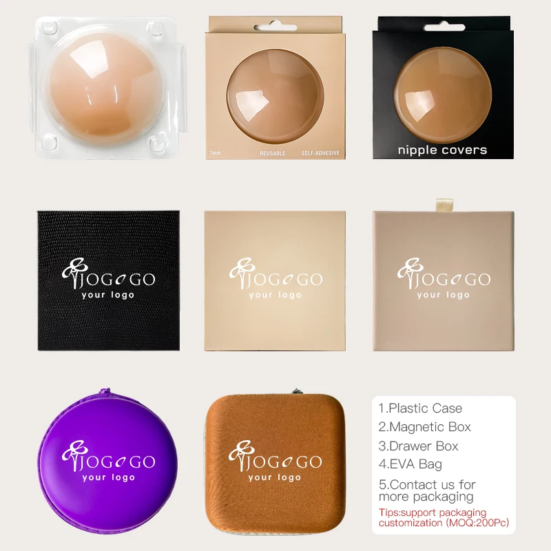 Custom Packaging Box Invisible Adhesive Breast Nipple Pasties Reusable Opaque Thin Silicone Nipple Cover