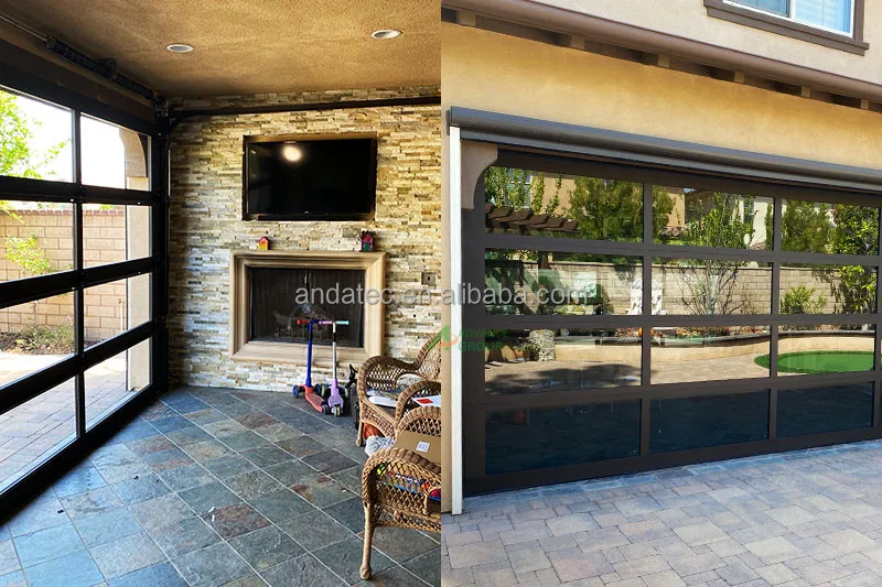 Aluminum Frame Automatic Frosted Tempered Glass Garage Door Prices