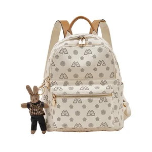 2026 New PU PVC leather backpack fashion trend European and American letter printing designer brand backpack women's bag factory