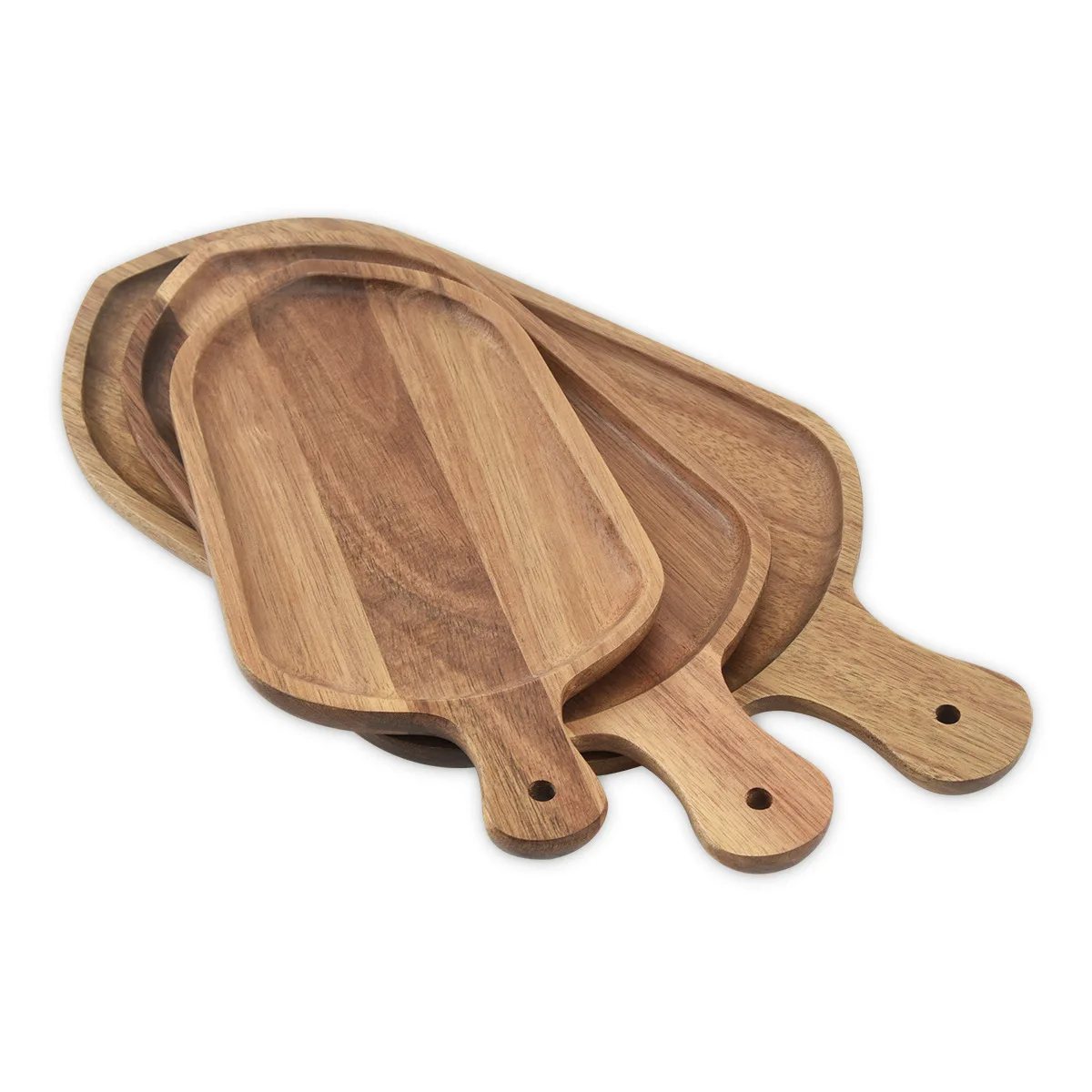 Factory Customized Acacia Wood Dinner Plate Irregular Wood Plates For