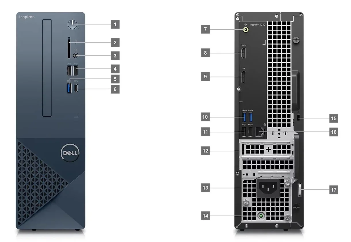 Dells Inspiron 3030S 14th Generation Small Form Factor Desktop Computer I3-14100 I5-14400  16GB DDR5