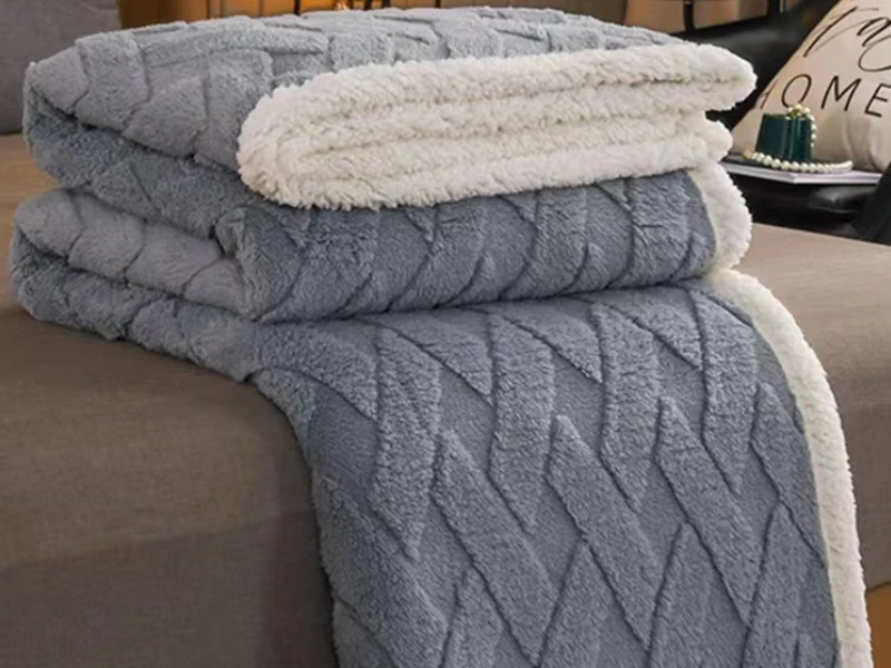 3D Jacquard Lattice Reversible Sherpa Throw Blanket Super Soft Cozy Fleece Lightweight Warm Thick Plush Fuzzy Fluffy Modern