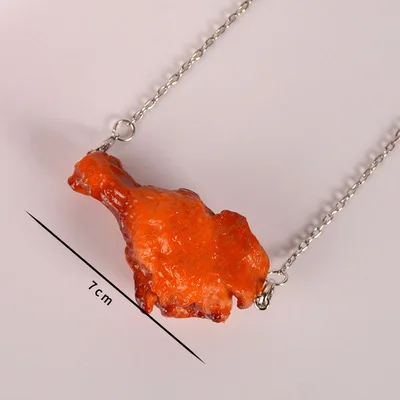 Lerpwige] Creative BBQ Necklace Simulation Fried Chicken Pendant Clavicle Chain Lovely Funny Chicken Paw Wings Necklace G Chicken Wings Necklace