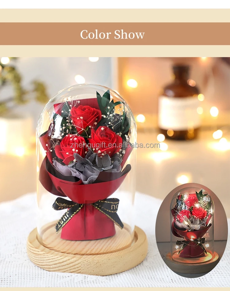 Real Rose With Led Light Preserved Roses Red Flower Eternal Flower In
