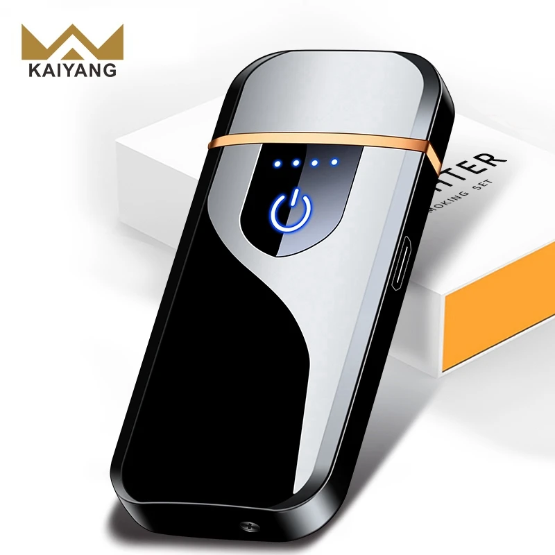 Ultra-Thin USB Rechargeable Fingerprint Display Lighter Stylish Electric Heating Coil Gift Lighter