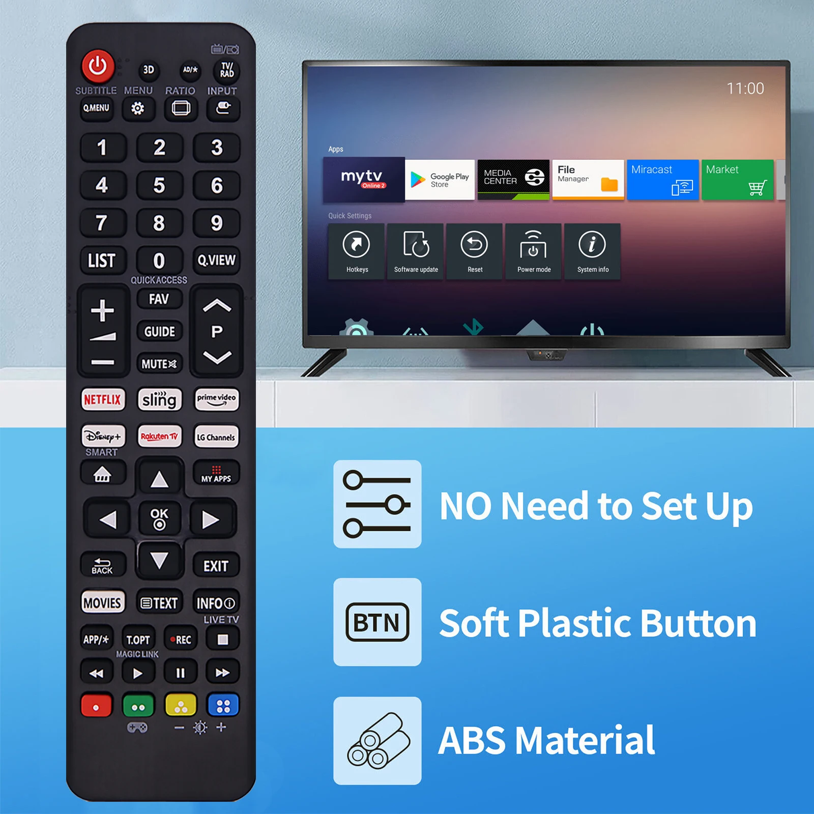 Riry Telecomando Universale Per TV LG – Sostitutivo Con Pulsanti Netflix, Compatibile Con Serie AKB (Nessuna Programmazione)
