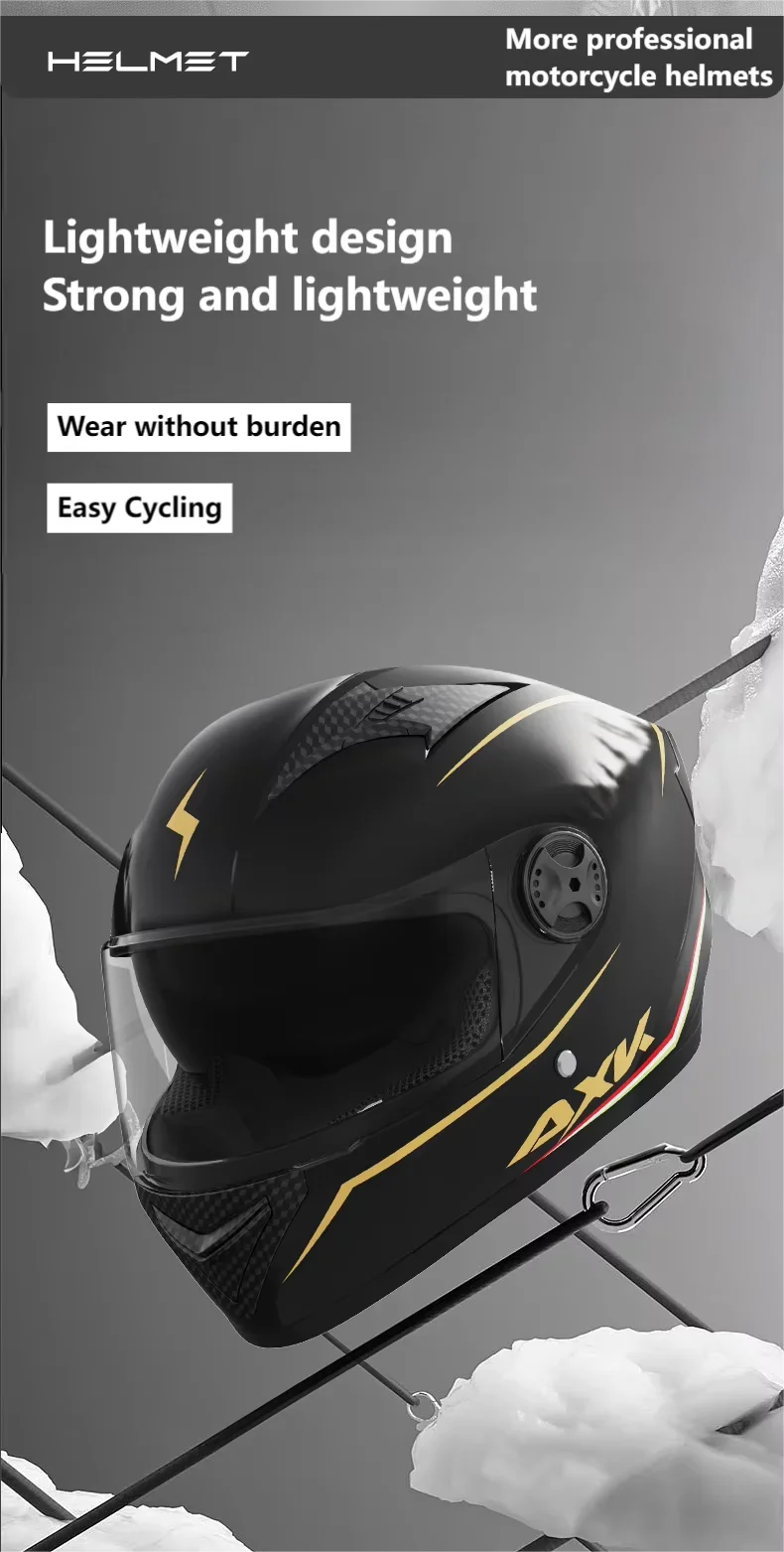 Durable Protective Classic Cool Full Face Motorcycle Helmet Solid Color Paris Cross-Border Electric Motorcycle Helmet