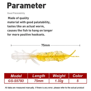 75mm/1.32g Mini Straight Tail Carp Lake Bait Lure Root Fishing Soft Bait Front Back Color Attractive Salmon Sea Bass Zander – Soft Lure – view 3