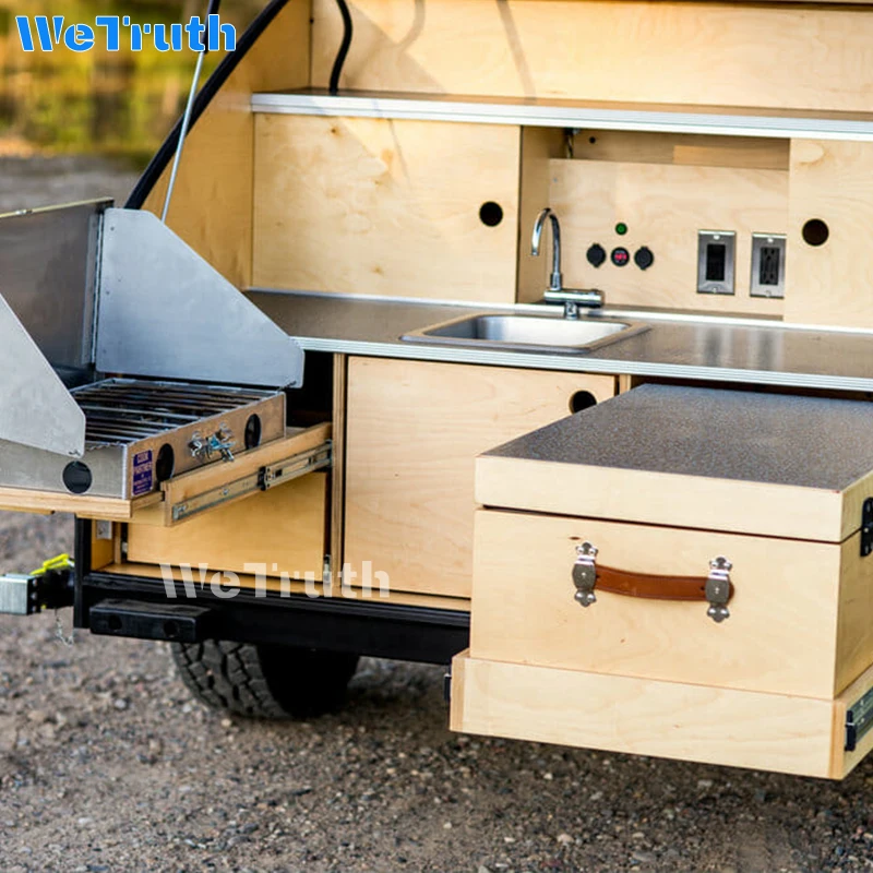 Luxury Lightweight Aluminum Teardrop Travel Trailer Caravan Modern Multifunctional with Camping Tent for Off-Road Adventures