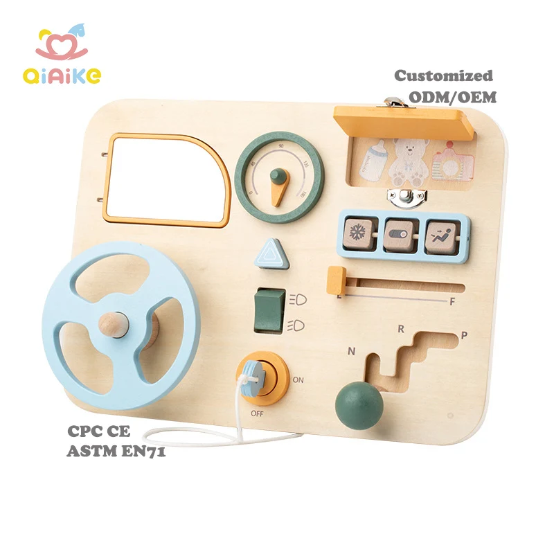 New Arrival Wooden Steering Wheel Sensory Busy Board Kids Montessori Toys Early Learning Educational Toys for Kids Toddlers